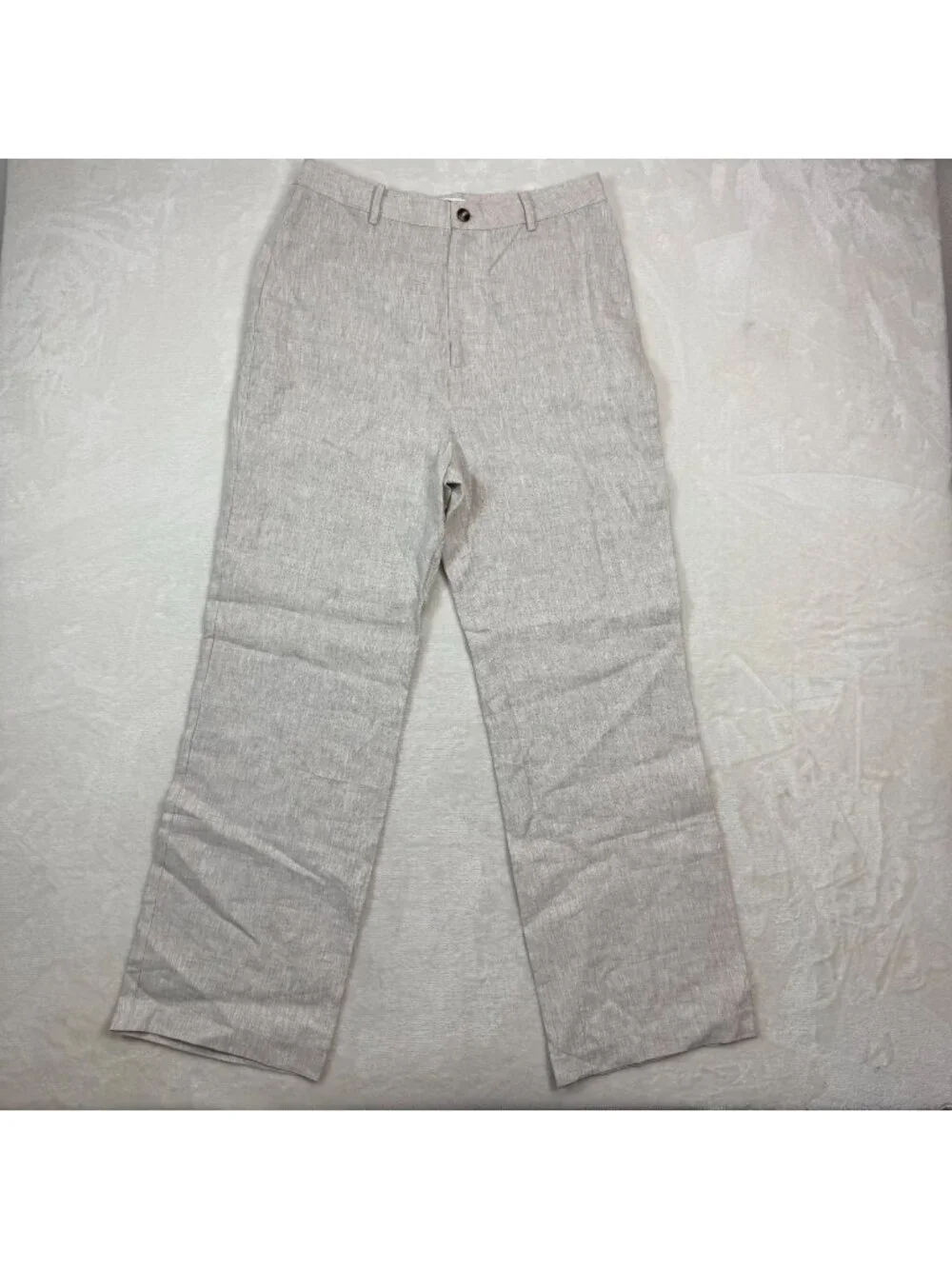 Reformation Tan 100% Linen Pants 10 Casual Beachy High Rise Wide Leg Straight